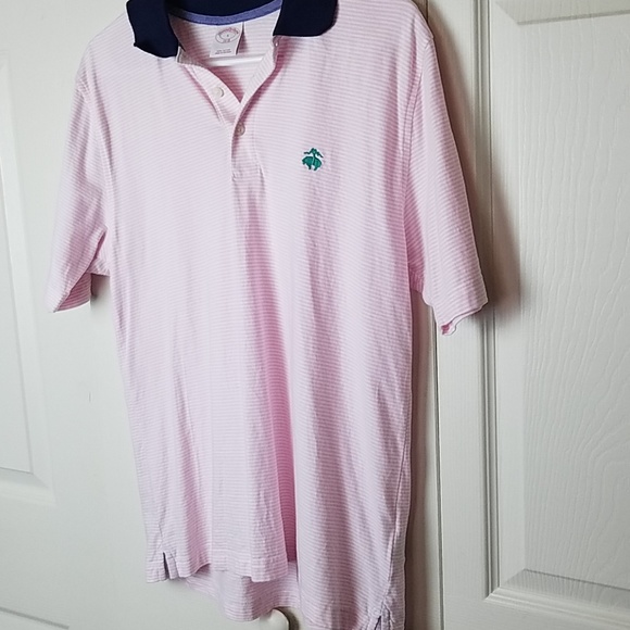 Brooks Brothers Pink White Striped Polo Small Mens - Picture 4 of 7